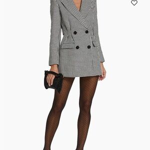 Women's Black and White Houndstooth Blazer Dress